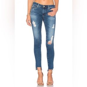 AG Denim the Legging Super Skinny Ankle Distressed